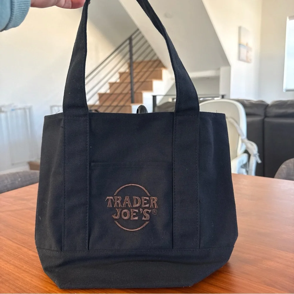 Trader Joe's Black Canvas Tote Bag - Picture 1 of 3